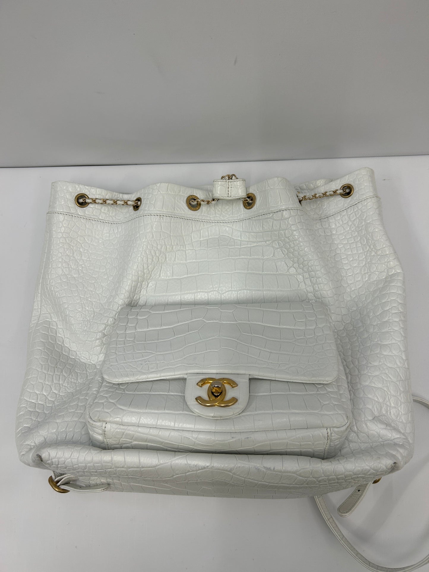 Weißer Lederrucksack von Chanel