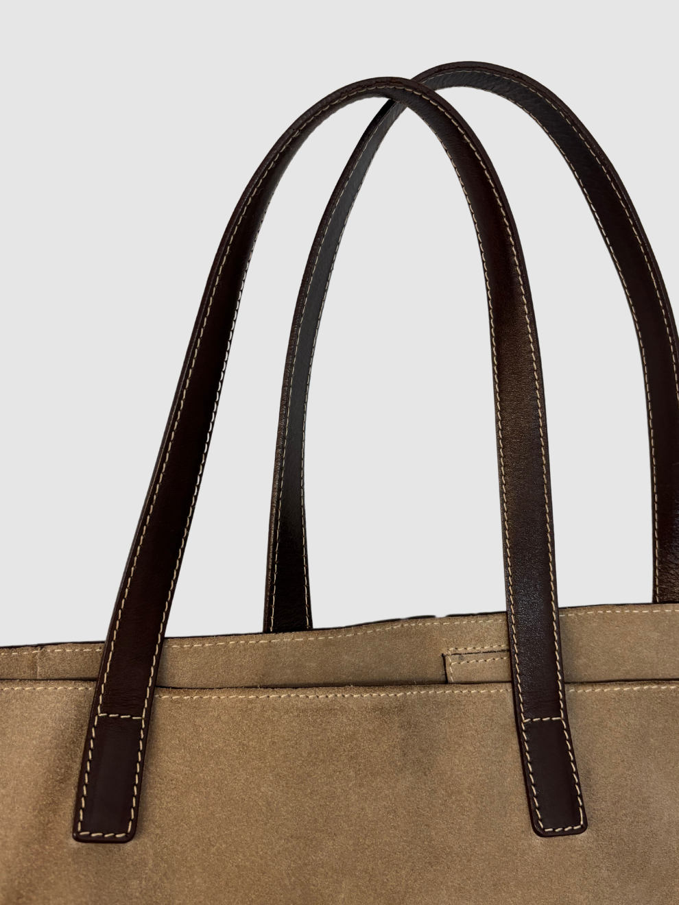 Grauer Leder-Shopper von Carolina Herrera