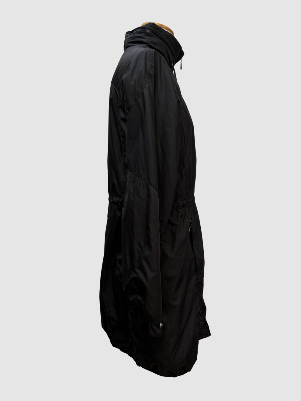Schwarzer Übergangs Regen Parka Moncler