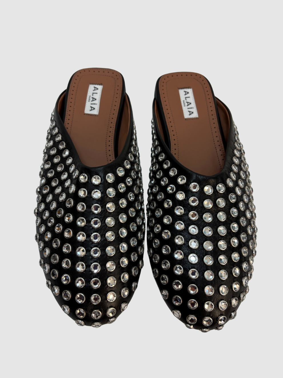 Schwarze Mules mit Kristallen von Alaïa