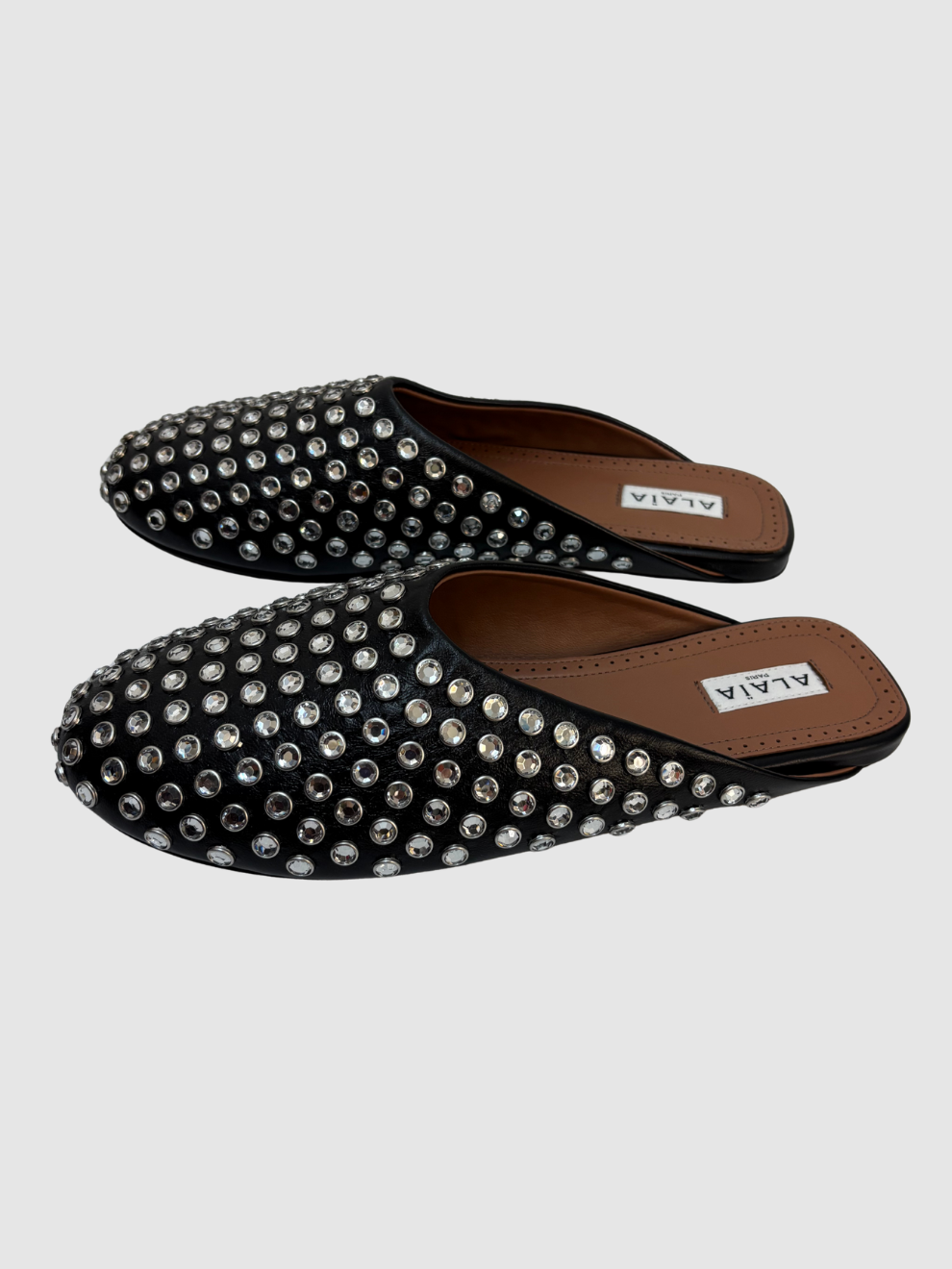 Schwarze Mules mit Kristallen von Alaïa