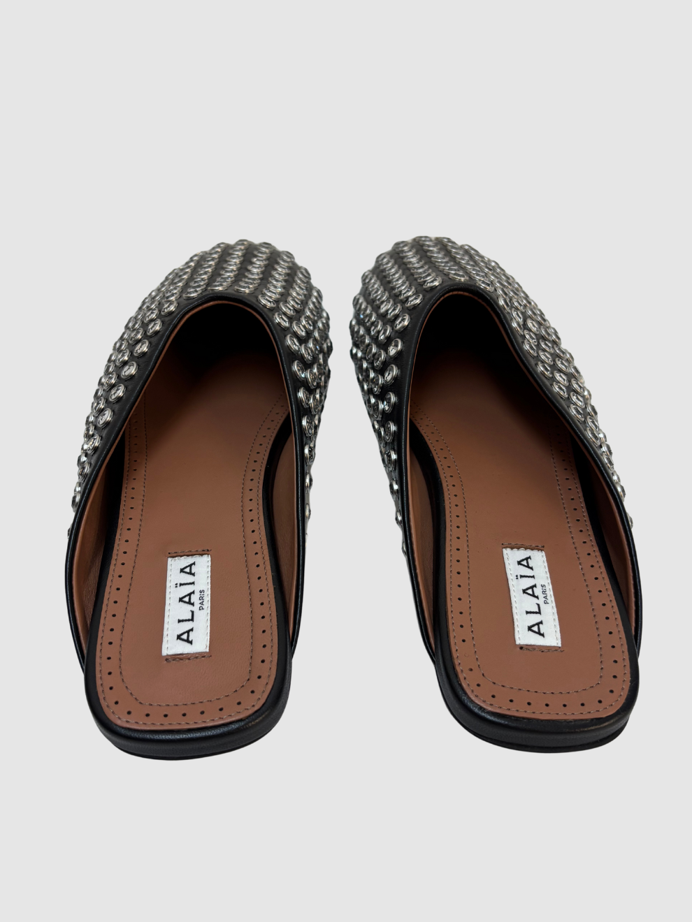 Schwarze Mules mit Kristallen von Alaïa