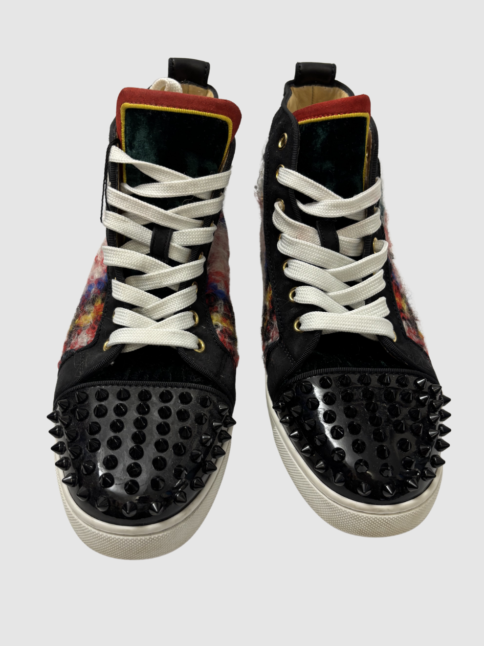 Schwarze Christian Louboutin Lou Spikes Tweed Sneaker