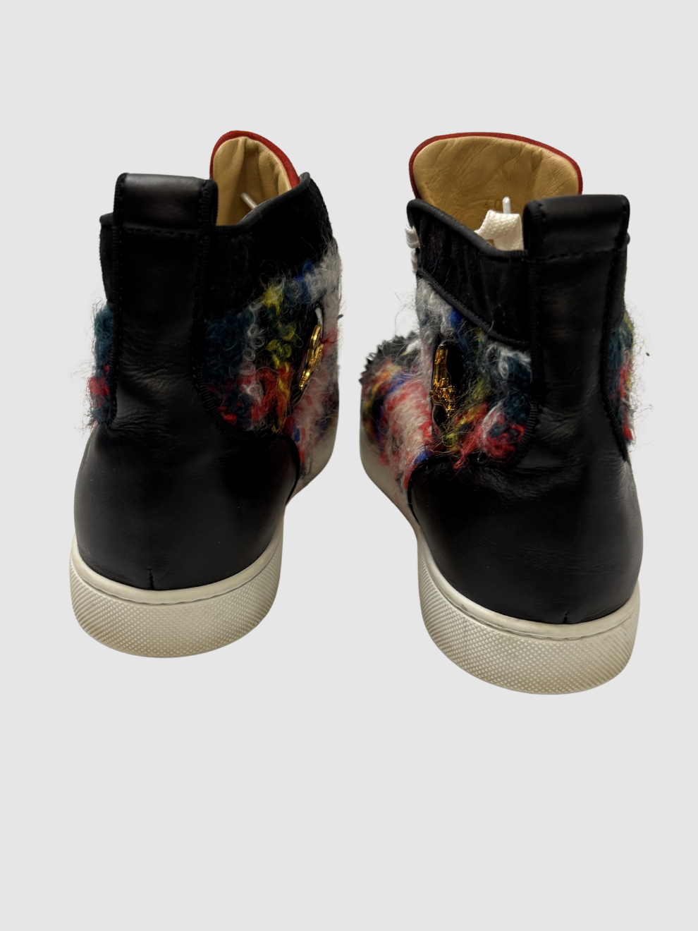 Schwarze Christian Louboutin Lou Spikes Tweed Sneaker