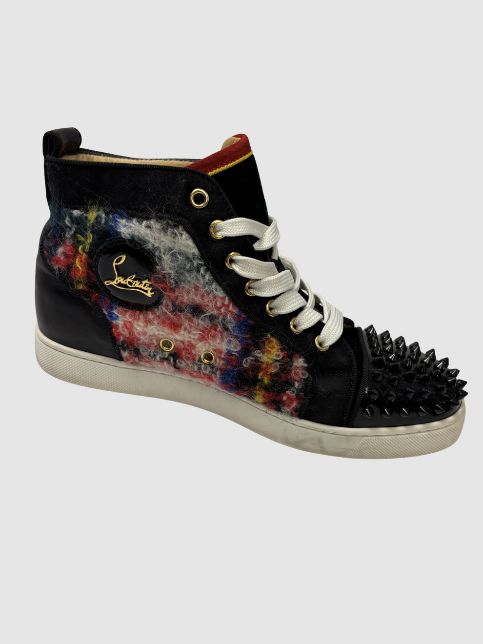 Schwarze Christian Louboutin Lou Spikes Tweed Sneaker