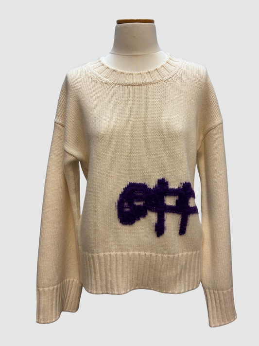 Cremefarbener Strickpullover Intarsia von Off-White