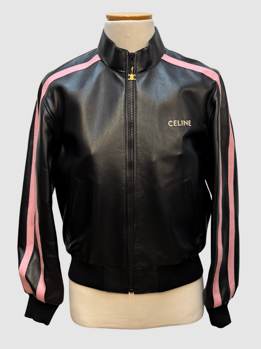 Schwarzer Leder-Blouson von Celine