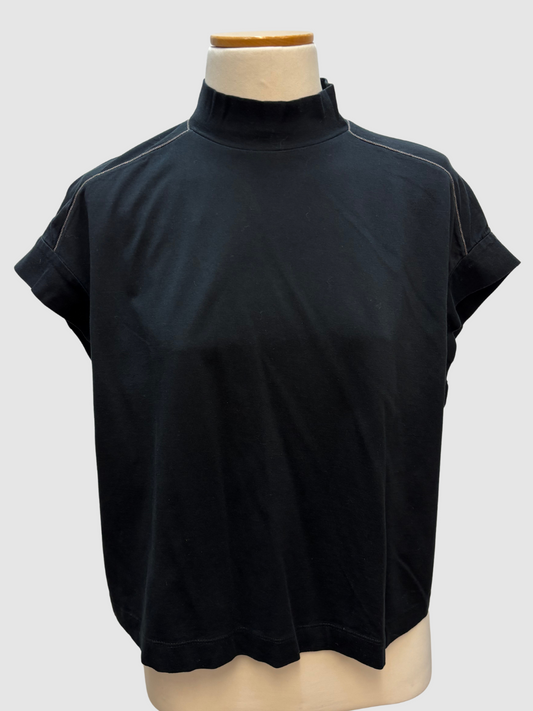 Schwarzes cropped T-Shirt von Brunello Cucinelli