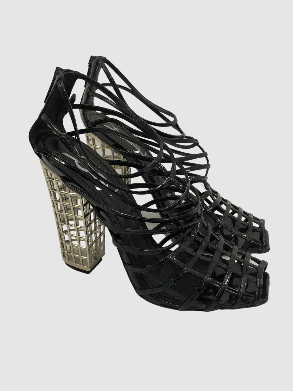 Schwarze Cage 110 Ankle-Peeptoes von Yves Saint Laurent