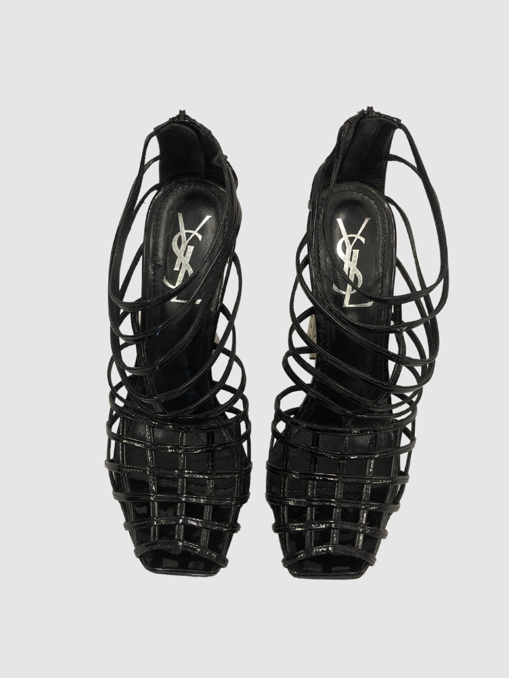 Schwarze Cage 110 Ankle-Peeptoes von Yves Saint Laurent