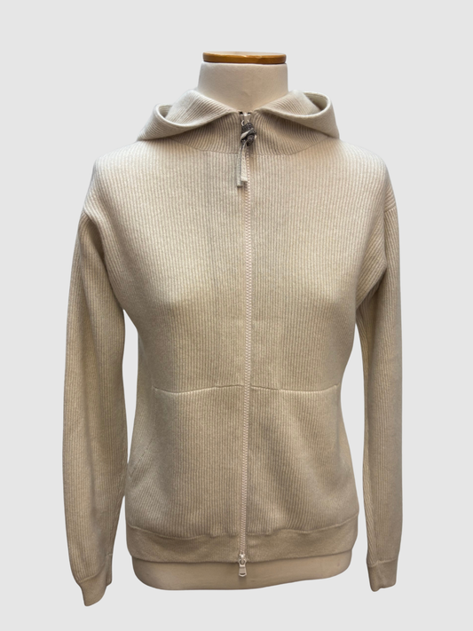 Ecrufarbene Strickjacke von Brunello Cucinelli