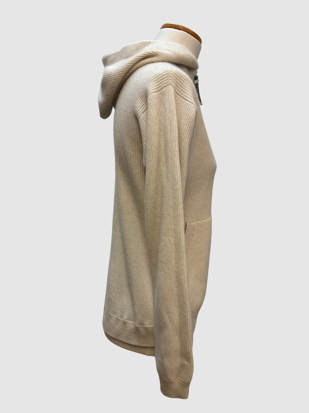 Ecrufarbene Strickjacke von Brunello Cucinelli