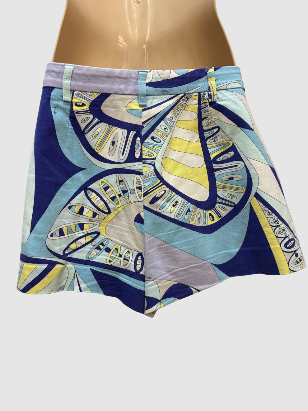 Blau-gelb geprintete Shorts von Emilio Pucci