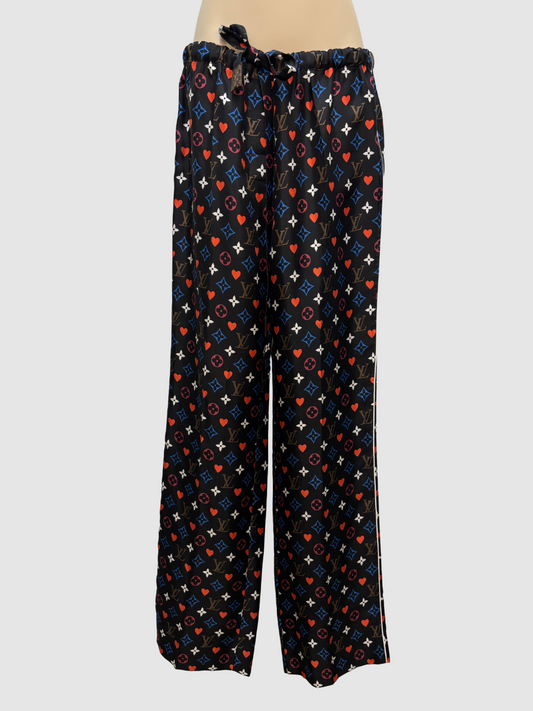 Schwarze Seiden-Hose Game On von Louis Vuitton