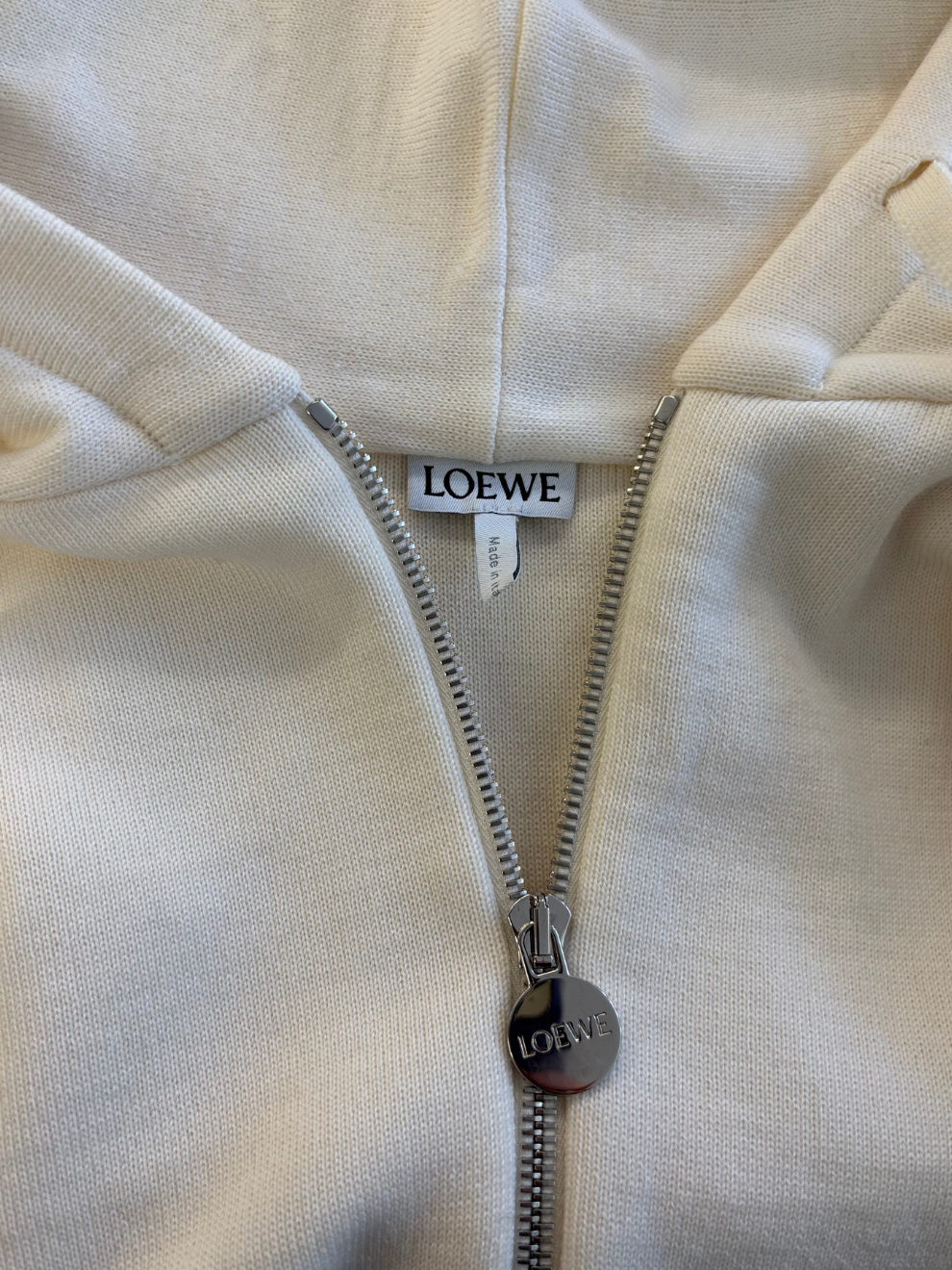 Cremeweißer Hoodie-Zipper von Loewe