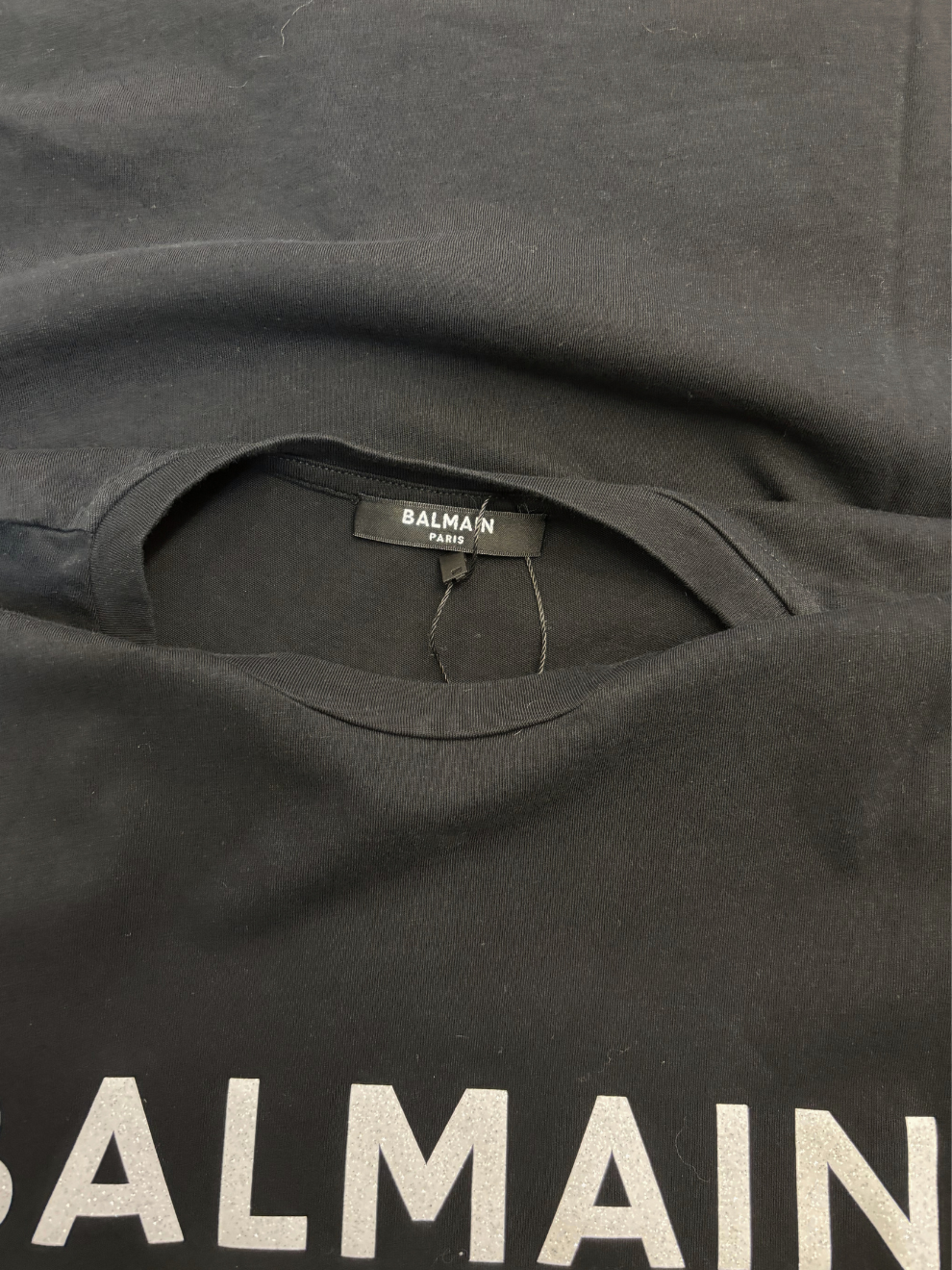 Schwarzes Glitzer-T-Shirt von Balmain