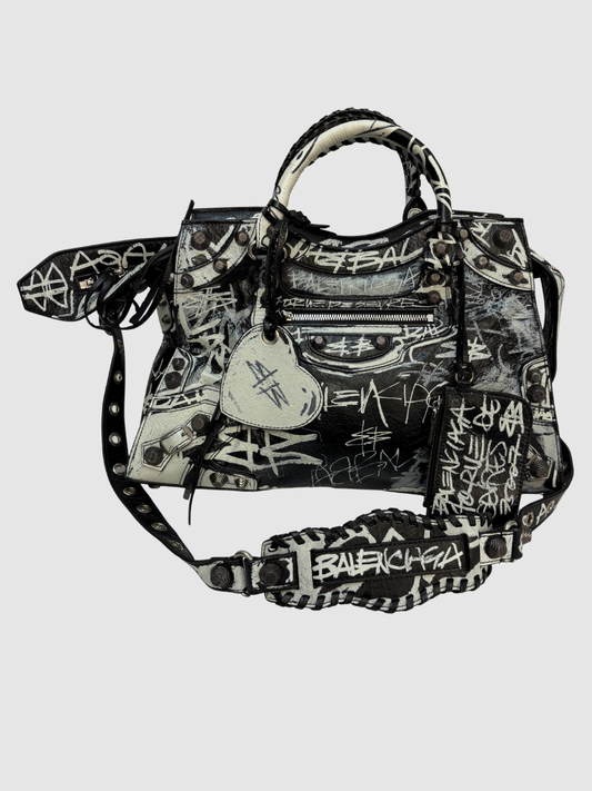 Schwarze Balenciaga Neo Cagole City Graffiti