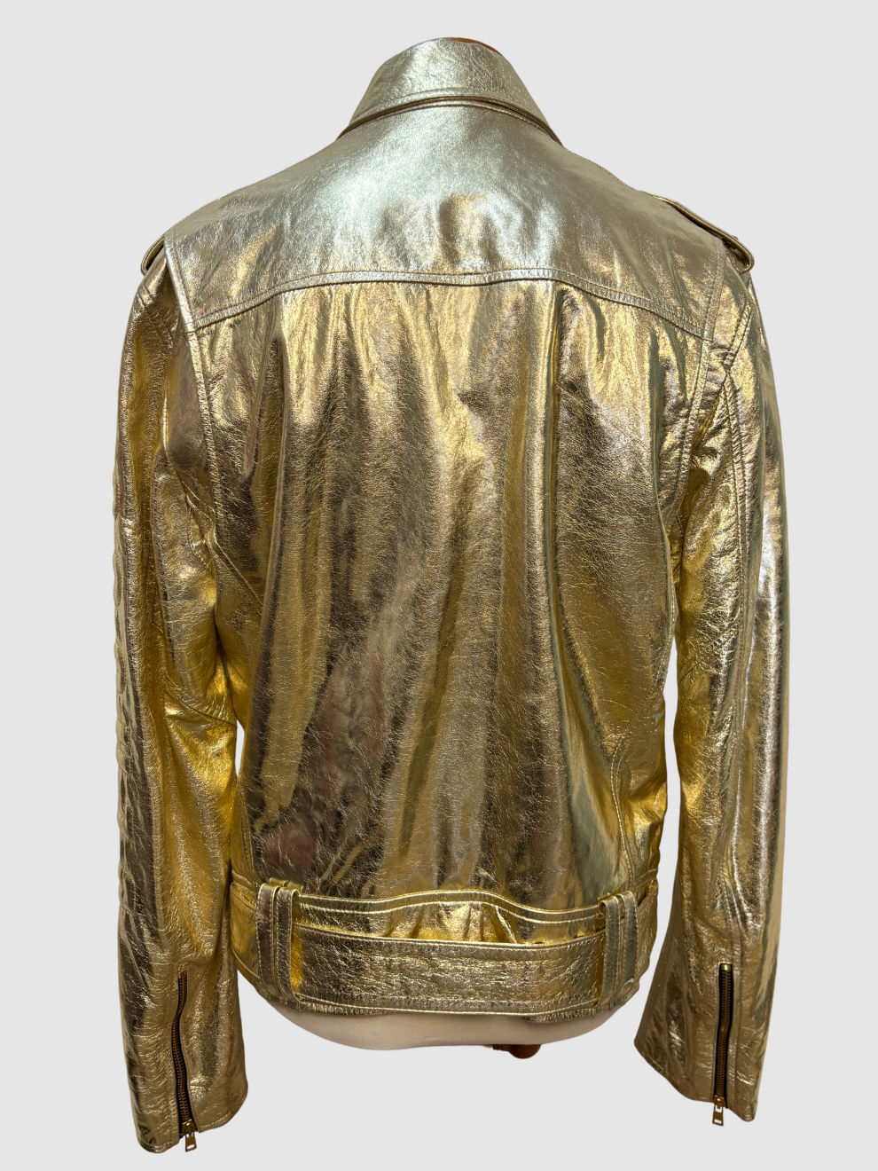 Goldene glänzende Lederjacke von Versus Versace