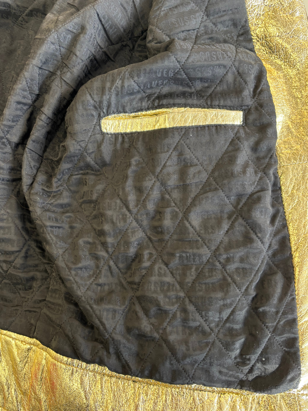Goldene glänzende Lederjacke von Versus Versace