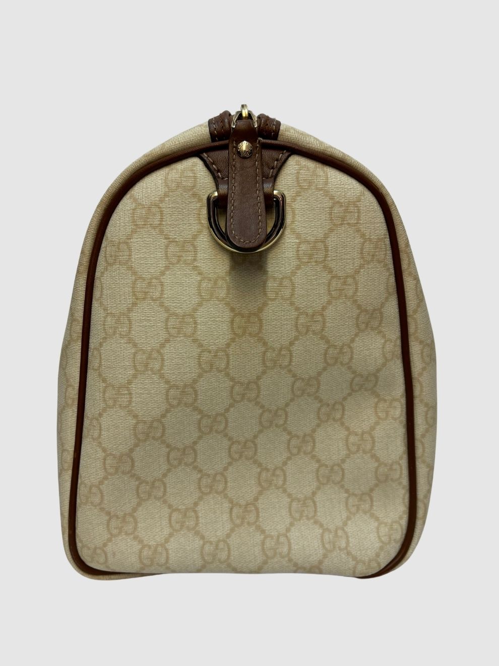 Cremeweiße Bowling-Bag Modell Joy mit braunen Lederdetails von Gucci