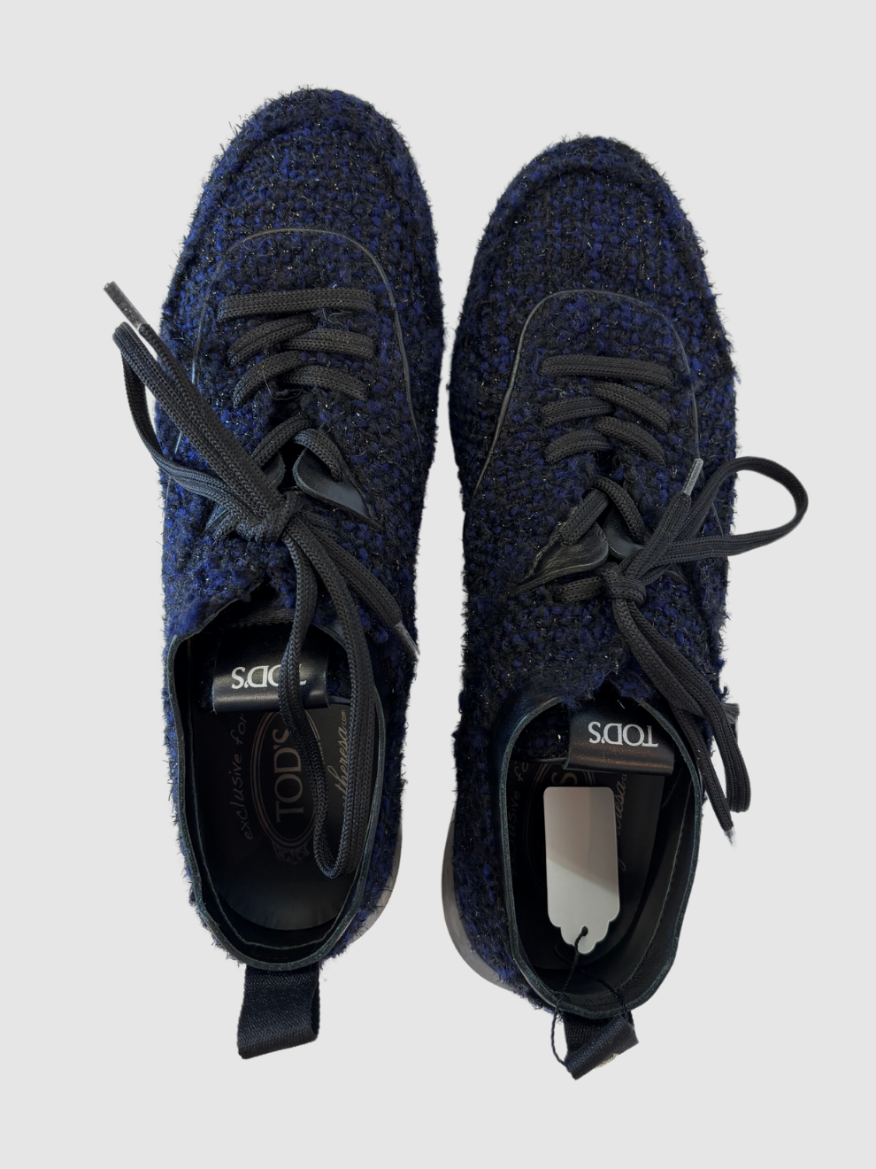 Nachtblaue glitzernde Tweed-Sneaker von Tod's