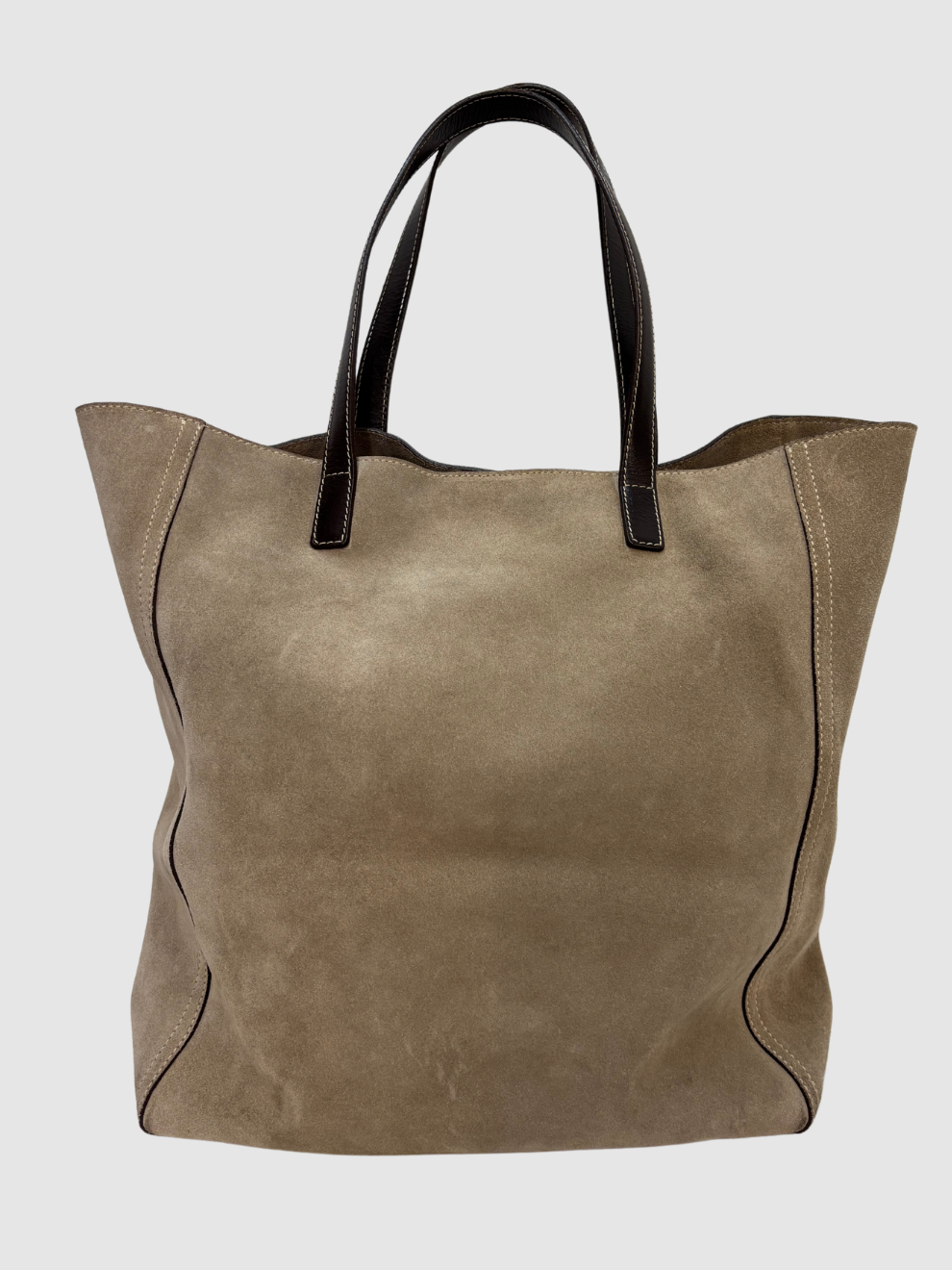 Grauer Leder-Shopper von Carolina Herrera