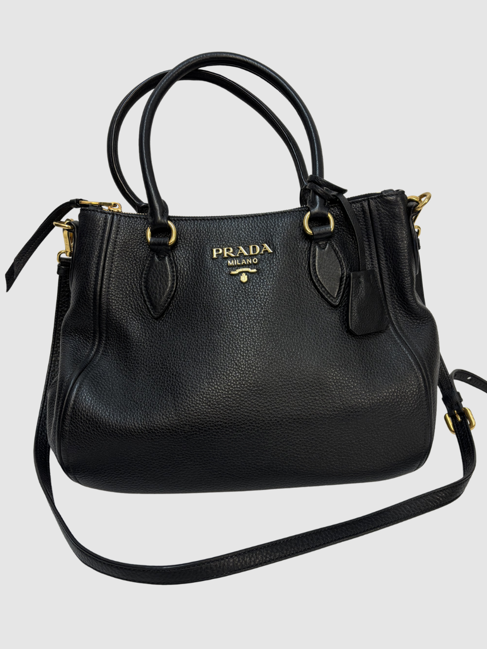 Schwarze Phenix Vitello Handtasche von Prada