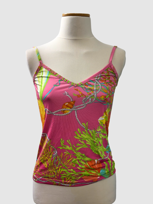 Pink-buntes Vintage-Top von Iris von Arnim